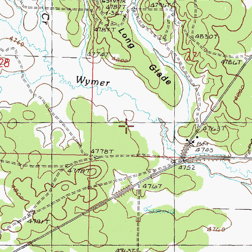 Topographic Map of Long Glade, OR