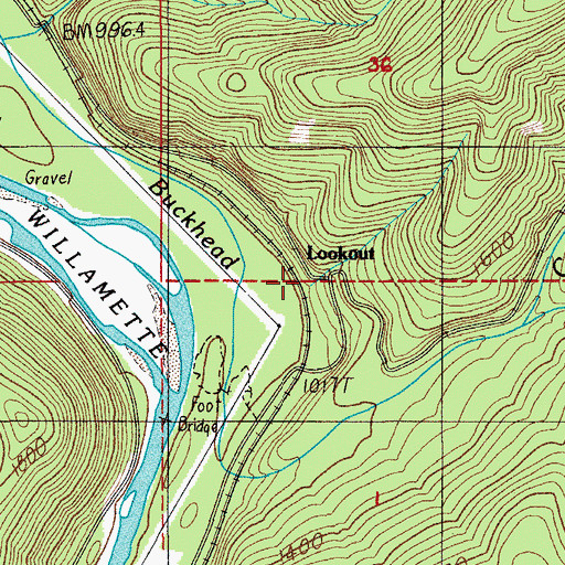 Topographic Map of Lookout, OR