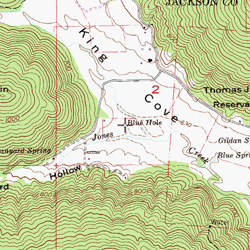 Topographic Map of Blue Hole, AL