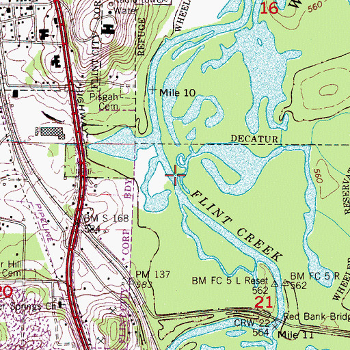 Topographic Map of Blue Hole Branch, AL
