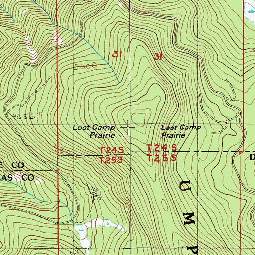 Topographic Map of Lost Camp Prairie, OR