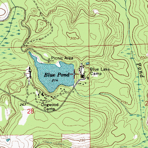 Topographic Map of Blue Lake Camp, AL