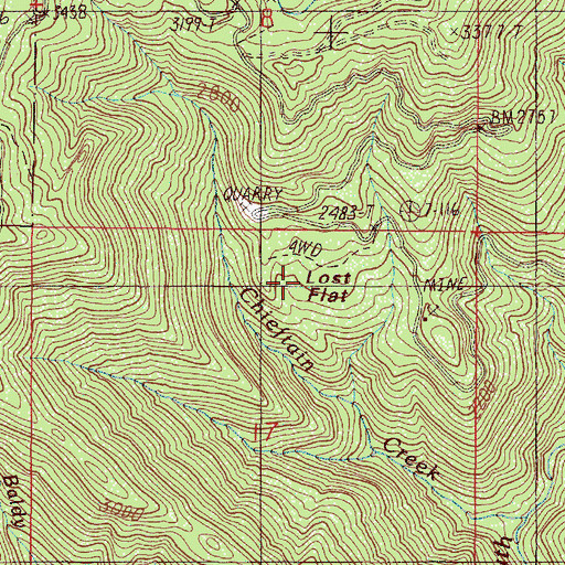 Topographic Map of Lost Flat, OR
