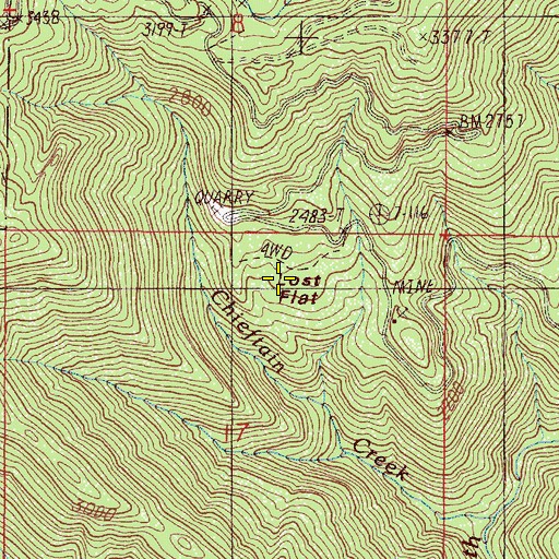 Topographic Map of Lost Flat, OR
