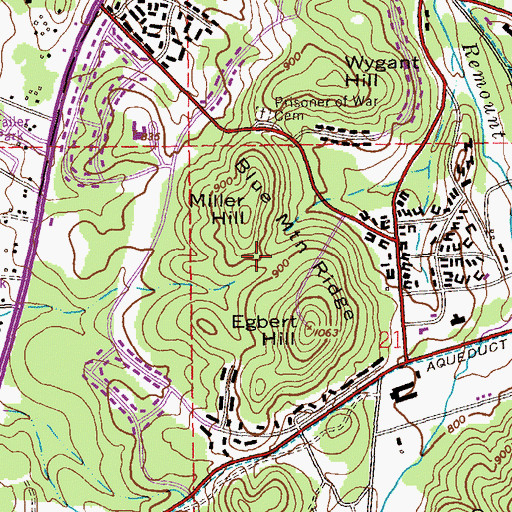 Topographic Map of Blue Mountain Ridge, AL