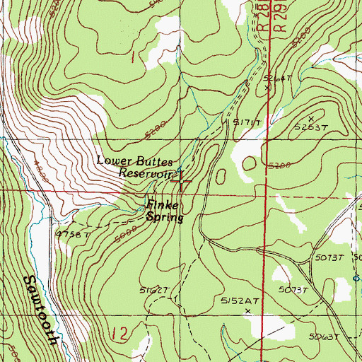 Topographic Map of Lower Buttes Reservoir, OR