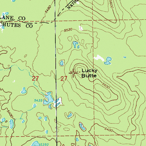 Topographic Map of Lucky Butte, OR