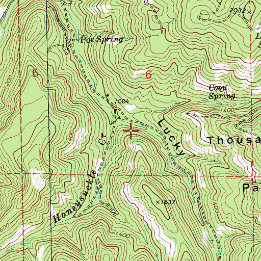 Topographic Map of Lucky Canyon, OR