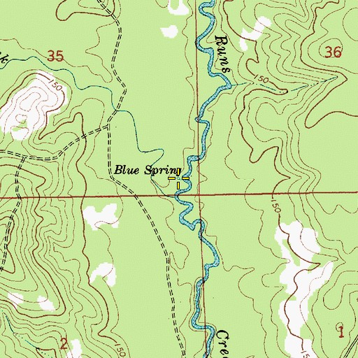 Topographic Map of Blue Spring, AL