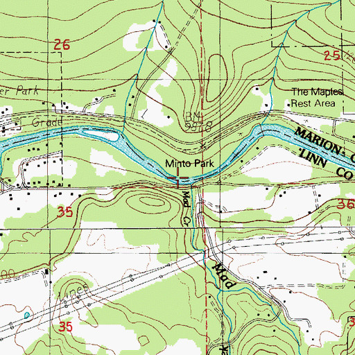 Topographic Map of Mad Creek, OR