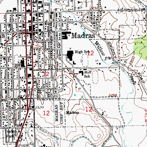 Topographic Map of Buff Elementary School, OR