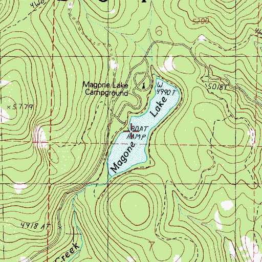 Topographic Map of Magone Lake, OR