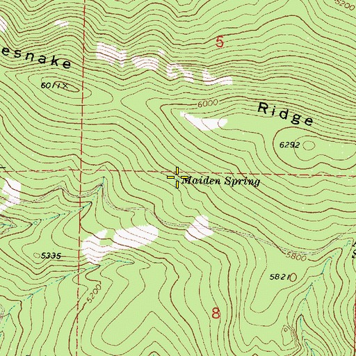 Topographic Map of Maiden Spring, OR