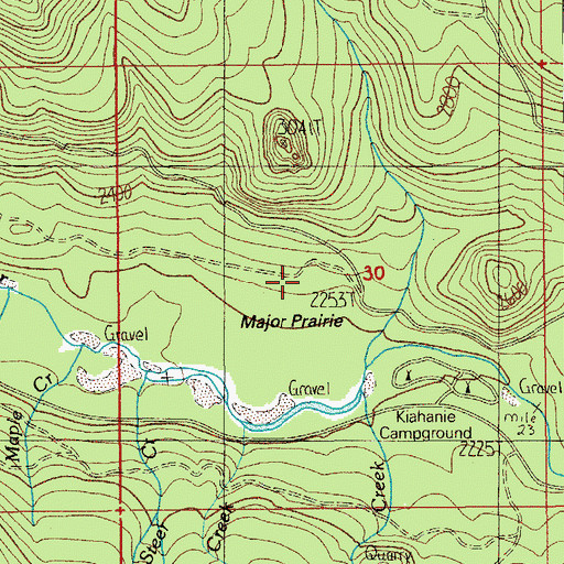 Topographic Map of Major Prairie, OR