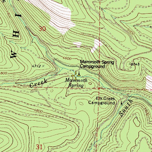 Topographic Map of Mammoth Spring, OR