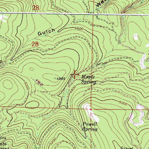 Topographic Map of Maple Spring, OR