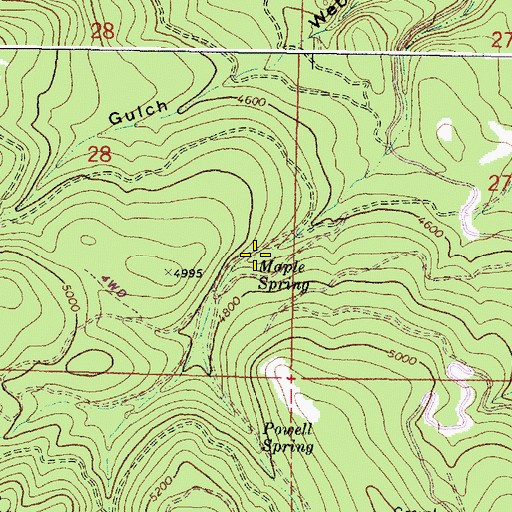 Topographic Map of Maple Spring, OR