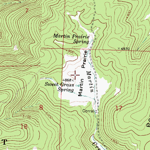 Topographic Map of Martin Prairie, OR