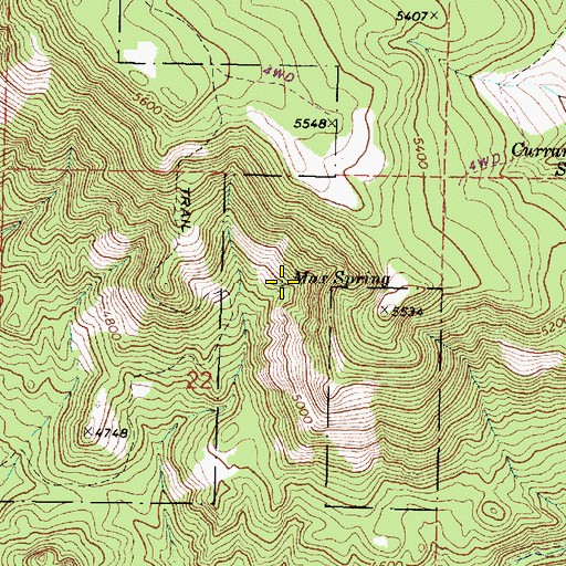 Topographic Map of Max Spring, OR