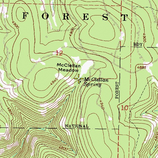 Topographic Map of McClellan Spring, OR