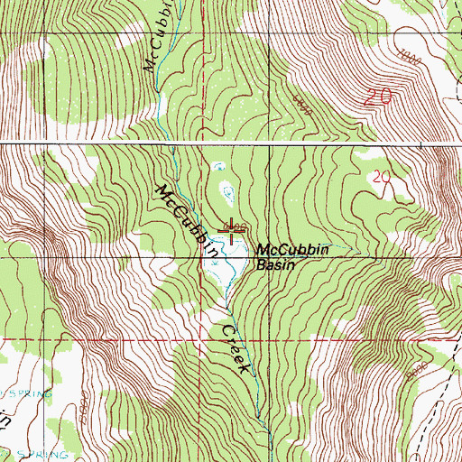 Topographic Map of McCubbin Basin, OR