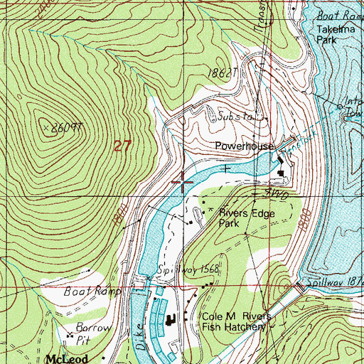 Topographic Map of McLeod Wayside, OR