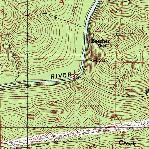 Topographic Map of Meadow Creek, OR