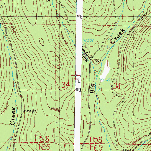 Topographic Map of Meadow Fork Big Creek, OR