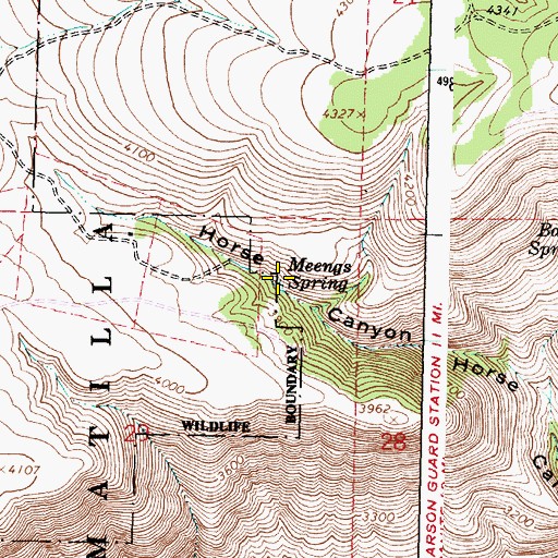 Topographic Map of Meengs Spring, OR