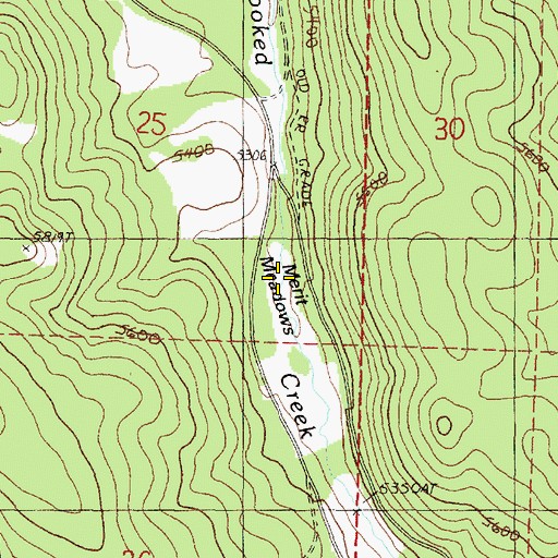 Topographic Map of Merit Meadows, OR