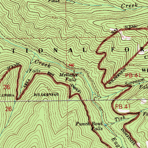 Topographic Map of Metlako Falls, OR