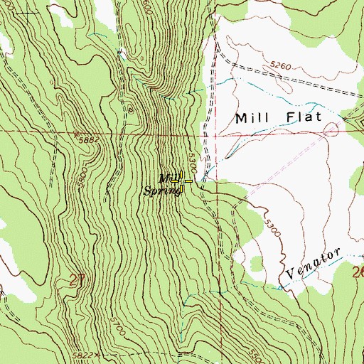 Topographic Map of Mill Spring, OR