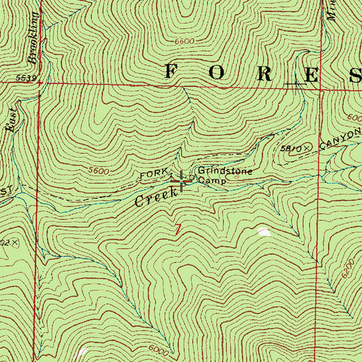Topographic Map of Miners Creek, OR