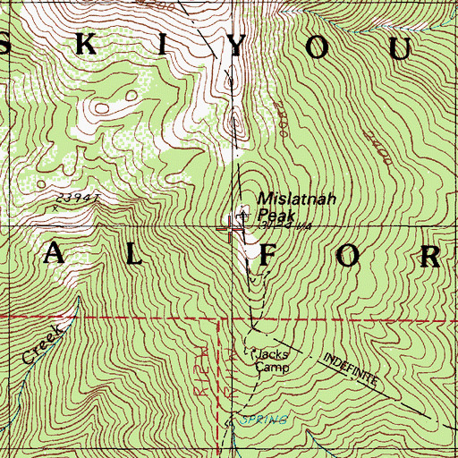 Topographic Map of Mislatnah Lookout (historical), OR