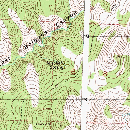 Topographic Map of Mitchell Spring, OR