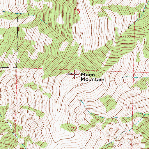 Topographic Map of Moon Mountain, OR