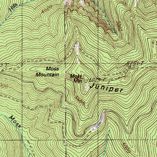 Topographic Map of Moss Mountain, OR