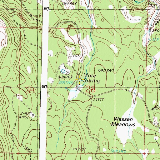 Topographic Map of Mote Spring, OR