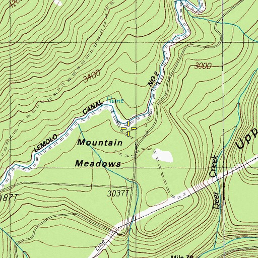 Topographic Map of Mountain Meadows, OR