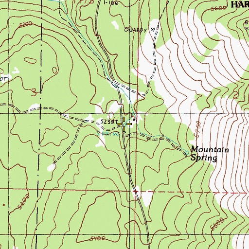 Topographic Map of Mountain Spring, OR