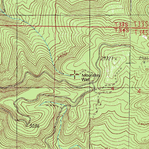 Topographic Map of Mountain Well, OR