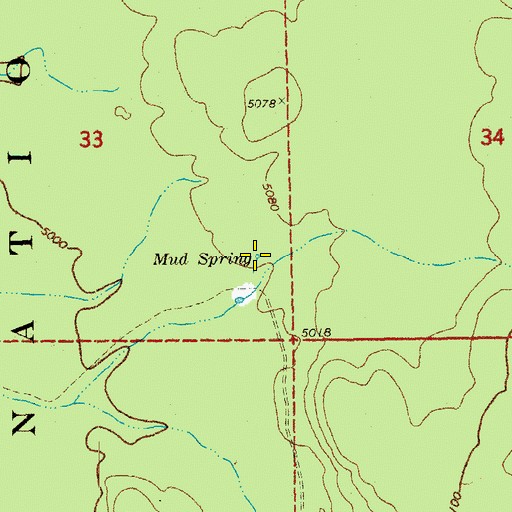 Topographic Map of Mud Spring, OR