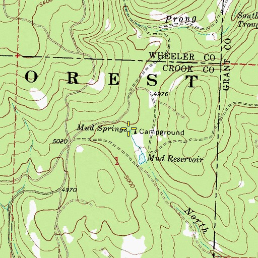Topographic Map of Mud Spring, OR
