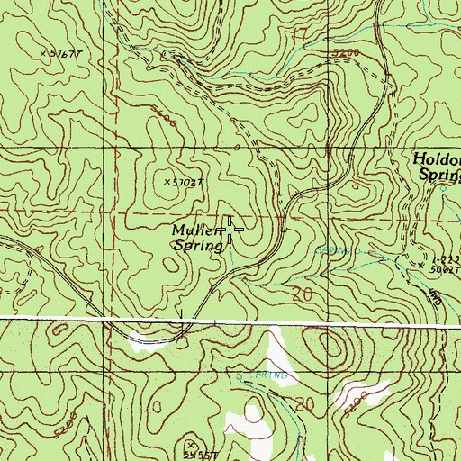 Topographic Map of Mullen Spring, OR