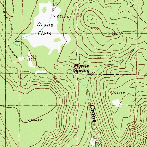 Topographic Map of Myrtle Spring, OR