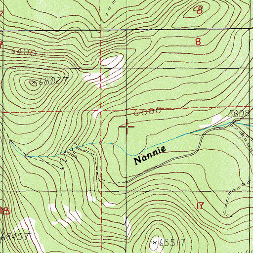 Topographic Map of Nannie Creek Trail, OR