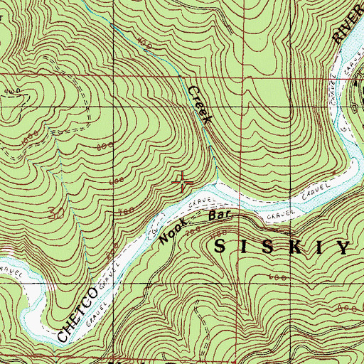 Topographic Map of Nook Creek, OR
