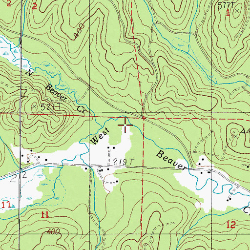 Topographic Map of North Beaver Creek, OR