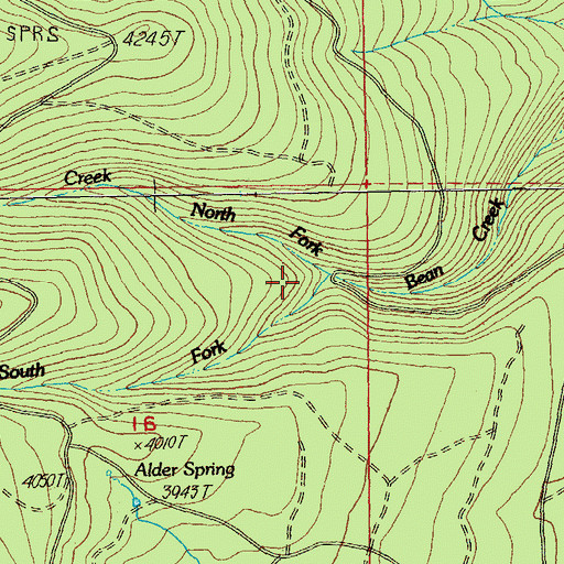 Topographic Map of North Fork Bean Creek, OR