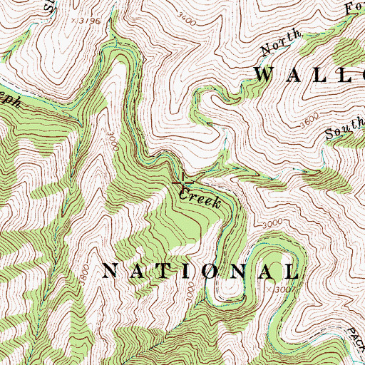 Topographic Map of North Fork Cliff Creek, OR
